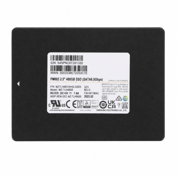manual-529f8975-0 Samsung PM883 480GB Enterprise SSD (Model/PN: MZ7LH480HAHQ-00005)