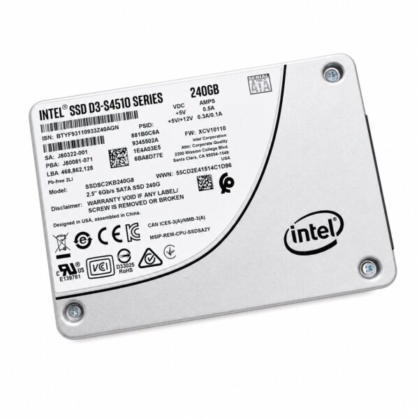 Intel SSD D3-S4510 Series (240GB, 2.5in SATA 6Gb/s, 3D2, TLC) SSDSC2KB240G8