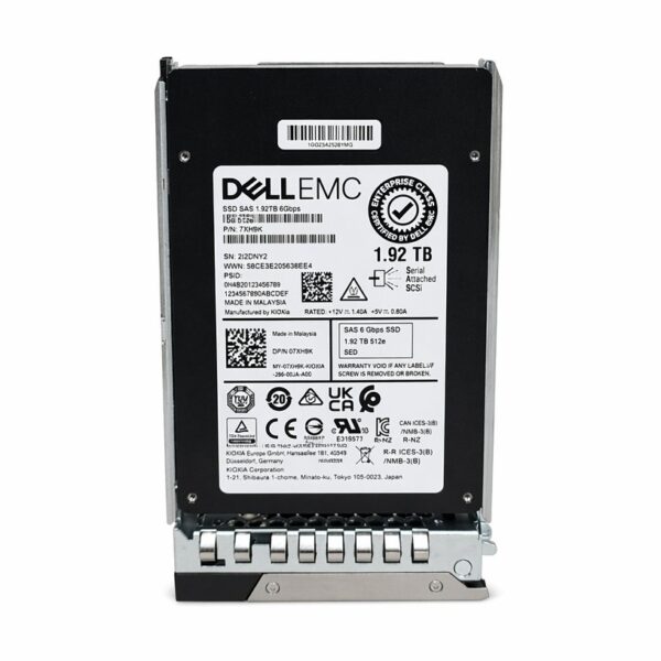 Dell EMC 2XA264-150 2.5" 1.92TB 12Gbps SED 512e SAS SSD Drive PN: 0N6DRV