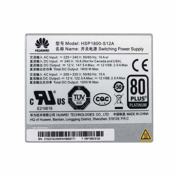 manual-b8f4d531-4 HUAWEI S5600 5800 6800 V3 V5 Power AC Power Module 02310UWW HSP1800-S12A 1800W